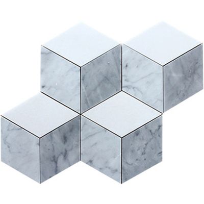 Italy Carrara White Polished,Honed, Tumbled, 3D Cube Marble Mosaics