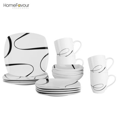Wholesale porcelain plate hot sale 16 piece porcelain dinner sets ceramic dinner dishes and bowl