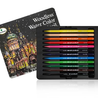 high quality good color woodless watercolor pencils water colored woodless pencil