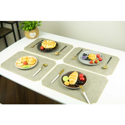 4330, Stitched kraft paper leather placemat, Anti-scratch, anti-slip, waterproof and oil-proof,
