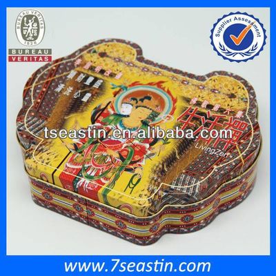 Metal tin box manufacturer irregular shaped buddha tin gift boxes