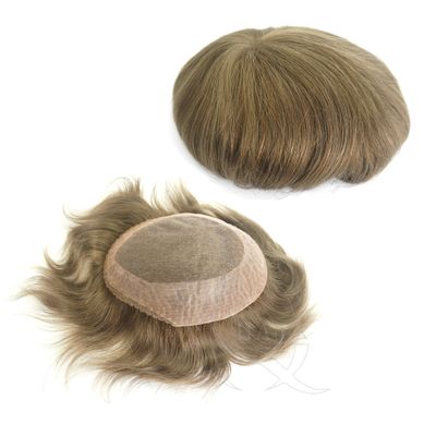 fine welded mono toupee wig 8x10" color 18# medium density 130% 4-6" straight hair toupee for men
