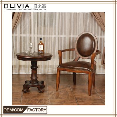 Antique Leather Chairs With Armrest Table Set Manufacturer