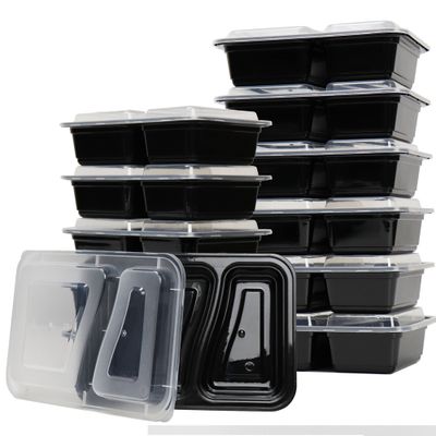 2 Compartment Plastic Food Storage Containers Set with Lids 30oz, Bento Boxes-BPA Free/Stackable