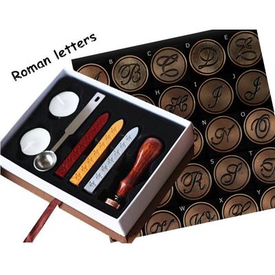 Gift roman Letter Sealing Wax Stamp Set for Gift 1*sealing Wax Stamp Head 1*wooden Handle 1*spoon