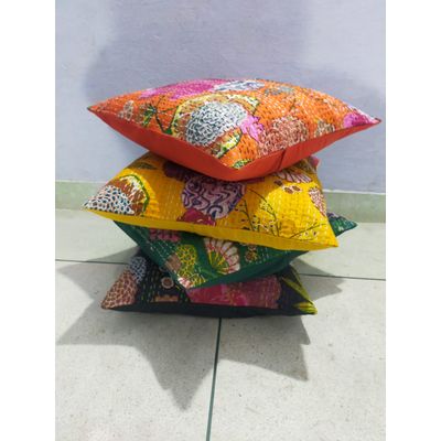Mix Colorful Kantha Handmade Cotton Cushion Cover