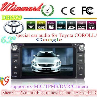 6.2" double din HD touch screen car multimedia for Toyota COROLLA with GPS,BT,Radio,DVD,USB,SD,3G,MI