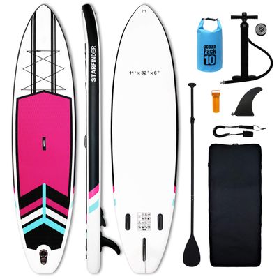 CISIMOVE 11' Inflatable SUP Stand Up Paddle Board(32" Wide, 6" Thick) Durable with Adjustable Paddle