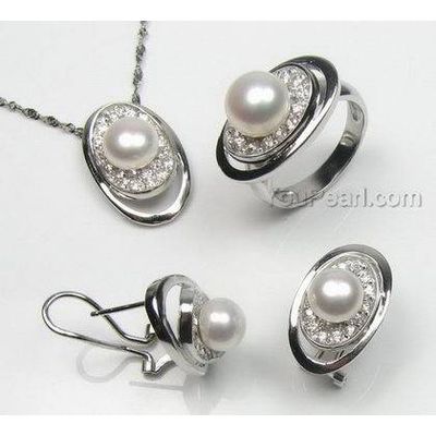 Sterling silver cultured fresh water pearl jewelry set