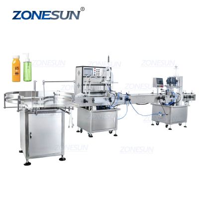 ZONESUN Juice Milk Small Automatic Bottle Water Liquid Turntable Capping Packaging Filling Machine