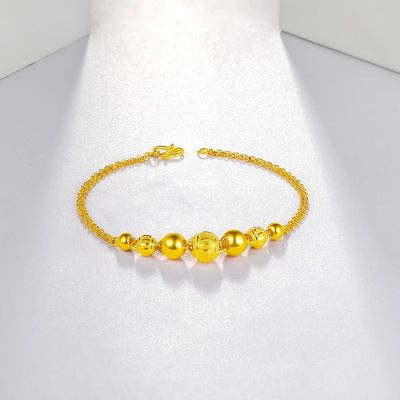The 3rd Day Jewelry pattern bright bead O word gold bracelet female full gold transfer bead valuatio