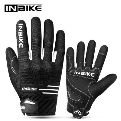 INBIKE Men Sport Full Finger Gloves Shockproof Touch Screen Riding Cycling MTB Bike Gloves IM910