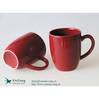 12oz Plain red shiny horn shaped branded ceramic sublimation mugs