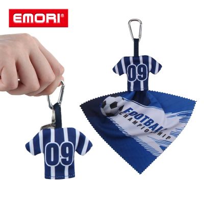 OEM Logo Mini T-shirt Design Microfiber Lens Cleaning Cloth with Keychain Pouch