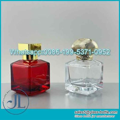 50ml Red square Perfume Glass Bottle with lid Supplier
