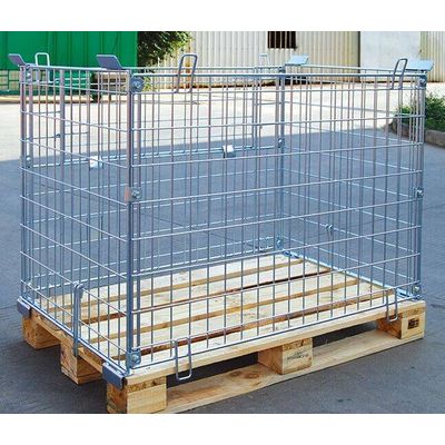 Logistic foldable steel storage roll containers