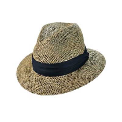 Natural mens straw fedora seagrass hat