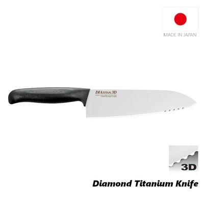 Diamond Titanium 3D Knife (Angled Handle for Sharpening) kitchen knives Made in Japan