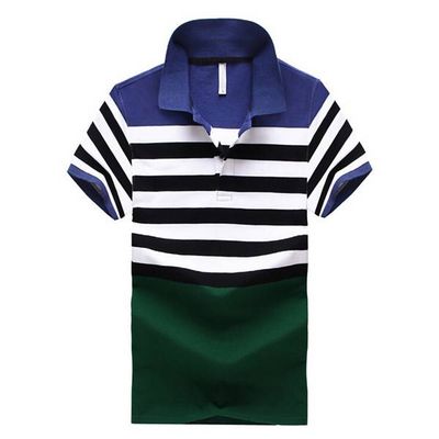 Custom men striped polo shirt fashion multi color combination polo shirt OEM
