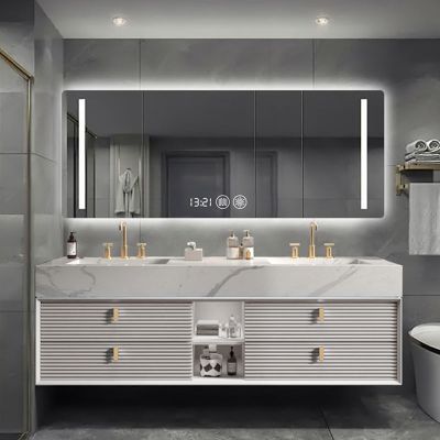 luxury design two basins plywood bathroom vanity