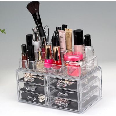 Cosmetic Organizer Acrylic Storage Box Clear Cosmetic Drawers Multi-function Make