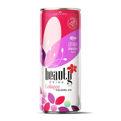 250ml canned Collagen and hyaluronic acid drink with grape hibiscus flavor