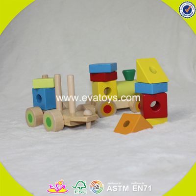 2017 wholesale baby wooden train block funny kids new fashion children W04A261