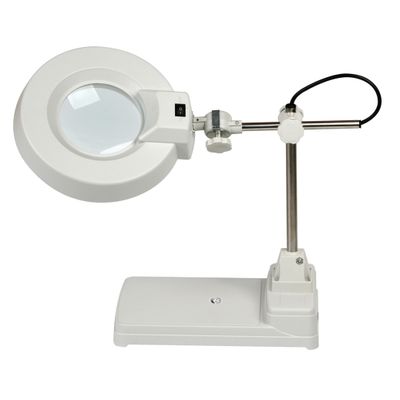 Lighted white glass 10X desktop magnifying glass LED lifting magnifier