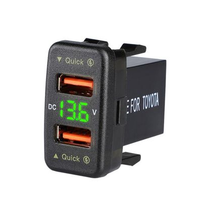 QC 3.0 Quick Charge Usb Car Charger With Led Voltage Monitoring and Audio Transmission For Toyota