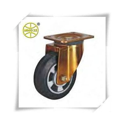 Industrial Caster with Elastic Rubber On Aluminium Core Wheel