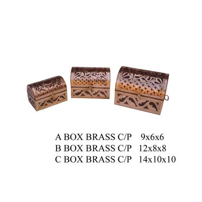 wooden brass box set of 3