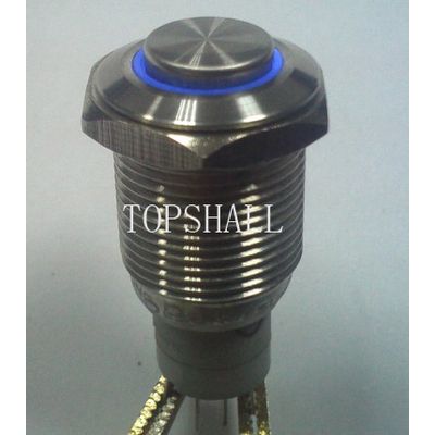 16mm high flat head momentary(reset) metal push button switch