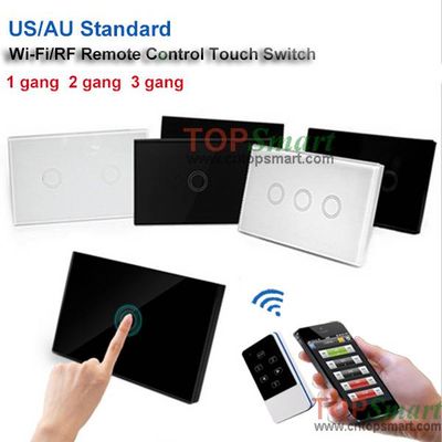 US/AU Standard Wifi Mobile APP Remote Control Toughened Glass Panel Light Touch Switch