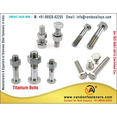 Titanium Bolts manufacturers exporters suppliers stockist in India Mumbai +91-9892882255 https://www
