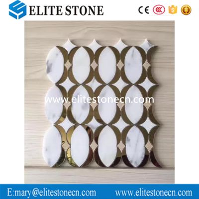 Best selling round brass and white marble mosaic of China National Standard