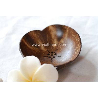 VHE60   Handmade Coconut Shell heart soap dish soap tray