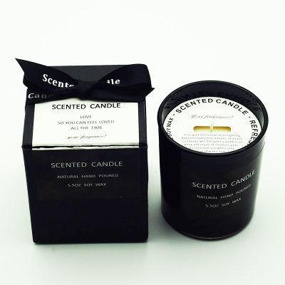 Neutral non-logo black glass scented candle
