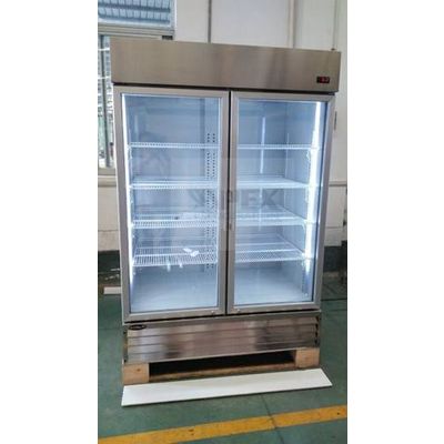 Stainless Steel Glass Door Kitchen Refrigerator with Auto-Defrost System