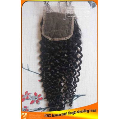 Virgin Indian Kinky Curl Human Hair Lace Top  Closures Wholesale, Factory Price