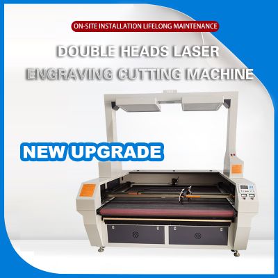 Double Heads CCD Camera Automatic CO2 Laser Cutting Machine Engraving for Fabric Rubber Plywood Glas