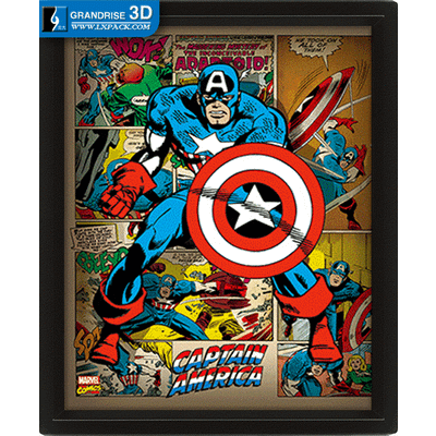 Retro Captain America Poster Movie Lenticular Poster Printing 3D Effect Printing