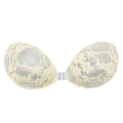 hot sale translucence silicone bra with beige lace