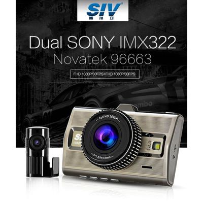 SIV-M9s Novatek96663+Dual Sony IMX322 Lense Full HD 1080P With Front and Rear/ With GPS Tracking, FC