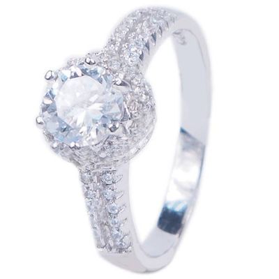 925 sterling silver rhinestone engagement ring