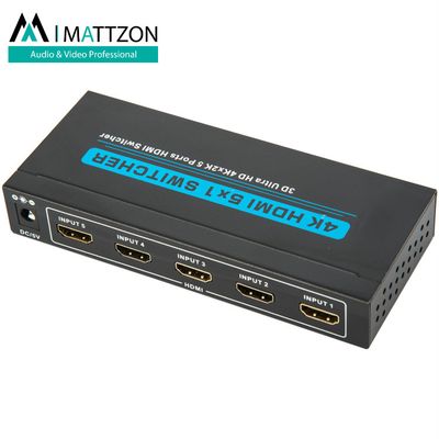 Mattzon 4k 5 ports 5x1 Hdmi Switcher splitter support 4k@30Hz,HDCP1.4, HDR,3D, PRIVATIE MOLD,