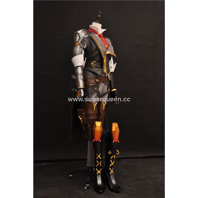 Amazing woman wearing overwatch Ashe cosplay costume suits