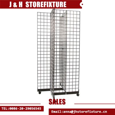 Steel mesh display fixture 4 way pinwheels gridwall rack