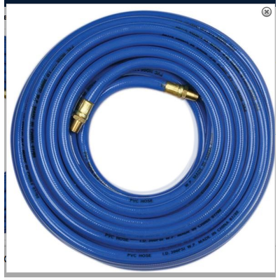 300 PSI PVC Air Hose 3/8" x 50' FT With 1/4" NPT Brass End Fit Blue
