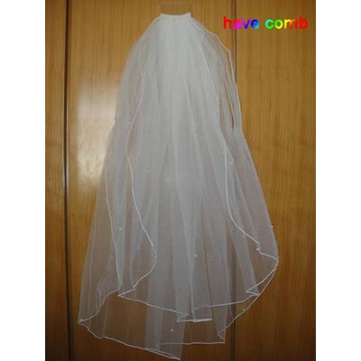 2014 In Stock Wholesale Price Ivory/White Tulle Silk Ribbon Bridal Accessories Bridal Veil with Comb