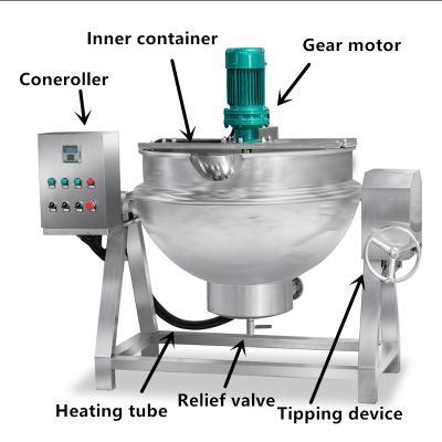 Industrial steam jacketed kettle tilting scraper for fruit jam making machine